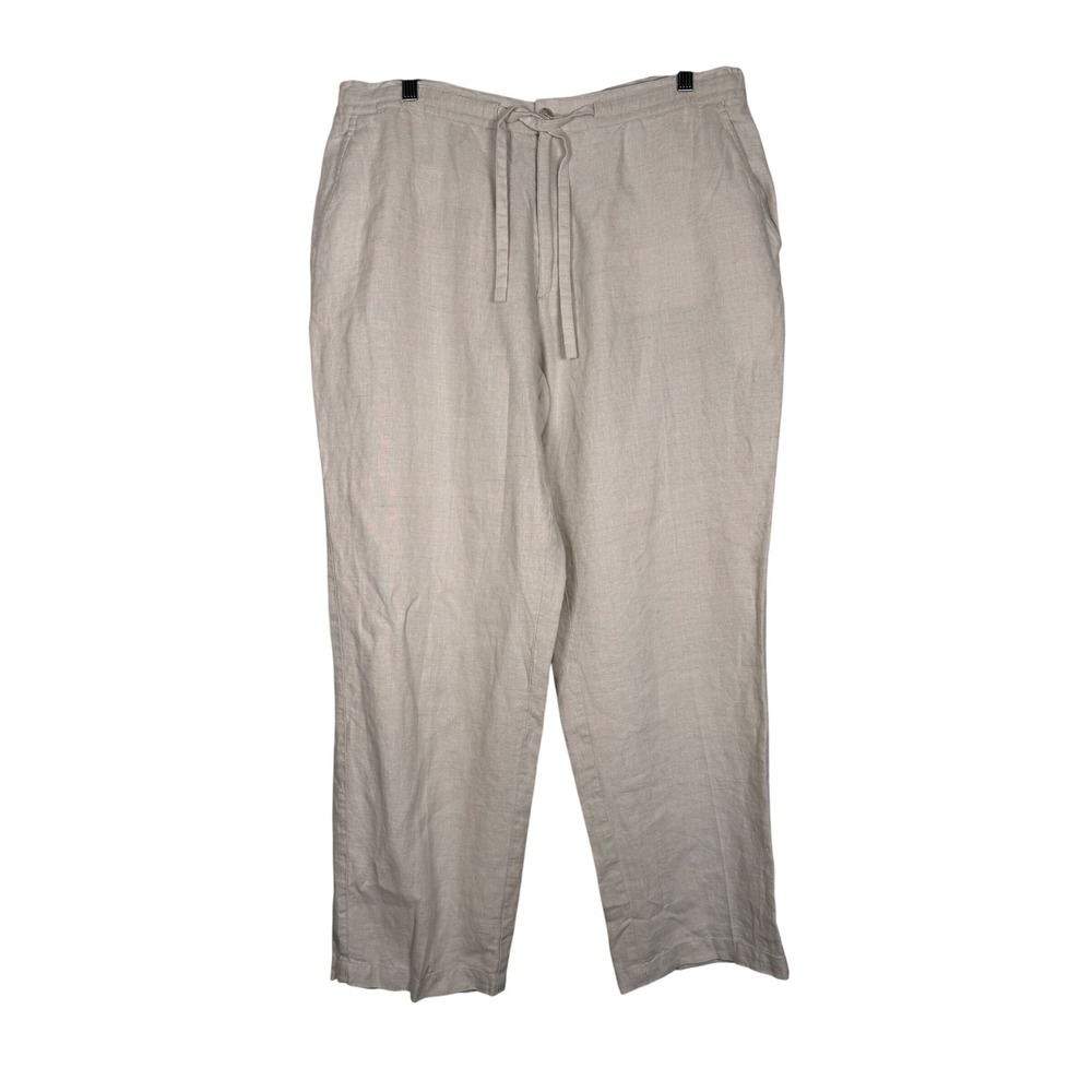 Tasso Elba Linen Pants Beige Drawstring Waist Casual XL‎ Mens Beach Vacation